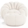 Beklede Fauteuil met Ottoman - Wit Boucle - Rubi image 7