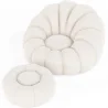 Beklede Fauteuil met Ottoman - Wit Boucle - Rubi image 7