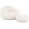 Beklede Fauteuil met Ottoman - Wit Boucle - Rubi image 7