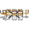 Pack Mesa de Comedor Diseño Industrial de Madera (220cm) & 8 Sillas de Comedor de Ratán Tapizado en Terciopelo - Puila image 7