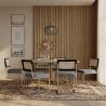Pakket Industrieel ontwerp eettafel 150cm & 6 rotan eetkamerstoelen - Fluwelen bekleding - Hyre image 7