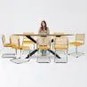 Pack Industrial Design houten eettafel (200cm) & 8 rotan eetkamerstoelen - bekleed met fluweel - Martha image 7