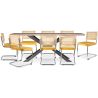 Pack Industrial Design houten eettafel (200cm) & 8 rotan eetkamerstoelen - bekleed met fluweel - Martha image 7