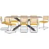 Pack Industrial Design houten eettafel (200cm) & 8 rotan eetkamerstoelen - bekleed met fluweel - Martha image 7