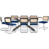 Pack Industrial Design Houten Eettafel (200cm) & 8 Rotan Eetkamerstoelen - Fluwelen Bekleding - Hyre image 7
