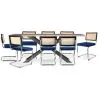 Pack Industrial Design Houten Eettafel (200cm) & 8 Rotan Eetkamerstoelen - Fluwelen Bekleding - Hyre image 7
