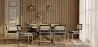 Set Industrieel Design Houten Eettafel (220cm) & 8 Rotan Eetkamerstoelen - Fluwelen Bekleding - Hyre image 7