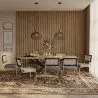Set Industrieel Design Houten Eettafel (220cm) & 8 Rotan Eetkamerstoelen - Fluwelen Bekleding - Hyre image 7