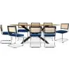 Set Industrieel Design Houten Eettafel (220cm) & 8 Rotan Eetkamerstoelen - Fluwelen Bekleding - Hyre image 7