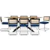 Set Industrieel Design Houten Eettafel (220cm) & 8 Rotan Eetkamerstoelen - Fluwelen Bekleding - Hyre image 7
