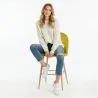 Met fluweel beklede kruk - Scandinavisch design - 66cm - Evelyne image 7