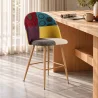 Met patchwork beklede kruk - Scandinavische stijl - 66cm - Evelyne image 7
