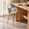 Patchwork beklede kruk - Scandinavische stijl - Zwart en Wit - 66cm -  Evelyne image 7