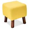 Vierkante poef - Linnen Bekleed - Hout - Nor image 7