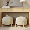 Ronde Poef Bekleed met Ribfluweel en Poten van Natuurlijk Hout - Marrakesh image 7