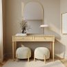 Ronde Poef Bekleed met Ribfluweel en Poten van Natuurlijk Hout - Marrakesh image 7