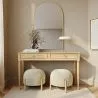 Ronde Poef Bekleed met Ribfluweel en Poten van Natuurlijk Hout - Marrakesh image 7