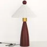 Tafellamp met houten voet en witte cementkap - Ambiana image 7