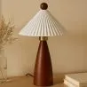 Tafellamp met houten voet en witte cementkap - Ambiana image 7