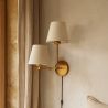 Gouden wandlamp met kabel en twee kappen - Bretaña image 7