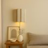 Wandlamp met stoffen kap en verouderde gouden structuur - Treya image 7