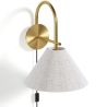 Vintage Gouden Wandlamp met Stekker en Schakelaar - Boly image 7