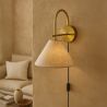 Vintage Gouden Wandlamp met Stekker en Schakelaar - Boly image 7
