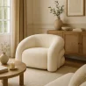 Moderne Fauteuil Bekleed Met Crème Wit Boucléstof – Gebogen En Comfortabel Ontwerp - Gab image 7