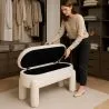Bank Met Opbergruimte Bekleed In Off-White Bouclé Stof – Moderne Zitplaats Voor Woonkamer En Slaapkamer - Boreta image 7