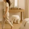 Kruk Bekleed Met Off-White Boucléstof – Moderne Zitplaats Voor Woonkamer En Slaapkamer - Boreta image 7