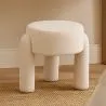 Kruk Bekleed Met Off-White Boucléstof – Moderne Zitplaats Voor Woonkamer En Slaapkamer - Boreta image 7