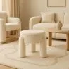 Kruk Bekleed Met Off-White Boucléstof – Moderne Zitplaats Voor Woonkamer En Slaapkamer - Boreta image 7