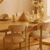 Eetkamerstoel Chenille gestoffeerd - Eiken effect poten - Ergonomisch en modern ontwerp - Okare image 7