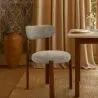 Eetkamerstoel gestoffeerd in Chenille – Donker hout-effect poten – Ergonomisch en modern ontwerp – Okare image 7