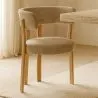 Woonkamer fauteuil met armleuningen bekleed met Chenille – Eikenhouten-effect poten – Ergonomisch en modern ontwerp – Okare image 7