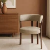 Woonkamer fauteuil met armleuningen bekleed met Chenille – Donker hout-effect poten – Ergonomisch en modern ontwerp – Okare image 7