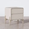 Nachtkastje scandi modern bekleed met kunstleer met 2 lades en poten van natuurlijk hout - Bennis image 7