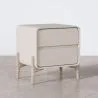 Nachtkastje scandi modern bekleed met kunstleer met 2 lades en poten van natuurlijk hout - Bennis image 7