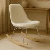 Schommelstoel Minimalistisch Bouclé – Nordic Stijl met Houten en Stalen Onderstel - Skögur image 7