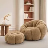 Fauteuil met Poef Bekleed – Zachte Stof – Rubi image 7