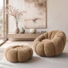 Fauteuil met Poef Bekleed – Zachte Stof – Rubi image 7