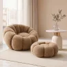 Fauteuil met Poef Bekleed – Zachte Stof – Rubi image 7