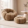 Fauteuil met Poef Bekleed – Zachte Stof – Rubi image 7