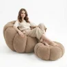 Fauteuil met Poef Bekleed – Zachte Stof – Rubi image 7
