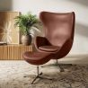 Design fauteuil met voetensteun - Egg Design - Gestoffeerd in leer - Brave image 7