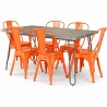 Pack Eettafel - Industrieel Ontwerp 150cm + Set van 6 Eetkamerstoelen - Industrieel Ontwerp - Hairpin Stylix image 9