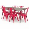 Pack Eettafel - Industrieel Ontwerp 150cm + Set van 6 Eetkamerstoelen - Industrieel Ontwerp - Hairpin Stylix image 9