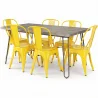 Pack Eettafel - Industrieel Ontwerp 150cm + Set van 6 Eetkamerstoelen - Industrieel Ontwerp - Hairpin Stylix image 9