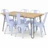 Pack Eettafel - Industrieel Ontwerp 150cm + Set van 6 Eetkamerstoelen - Industrieel Ontwerp - Hairpin Stylix image 9