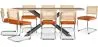 Pack Industrial Design houten eettafel (200cm) & 8 rotan eetkamerstoelen - bekleed met fluweel - Martha image 9
